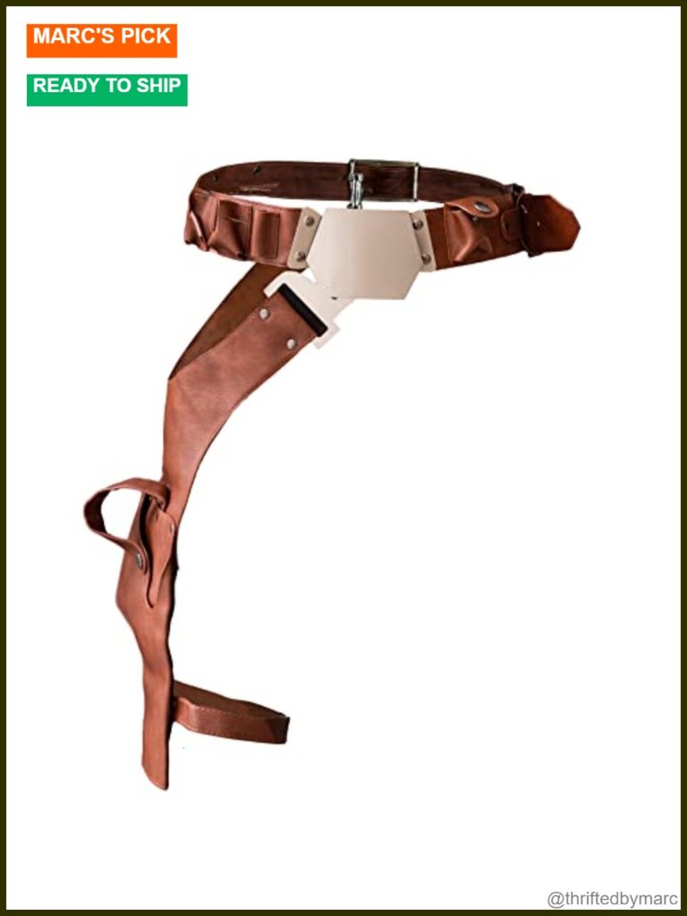 PU Leather Cosplay Belt Holster Hand Sewn Adjustable 30-45in Costume